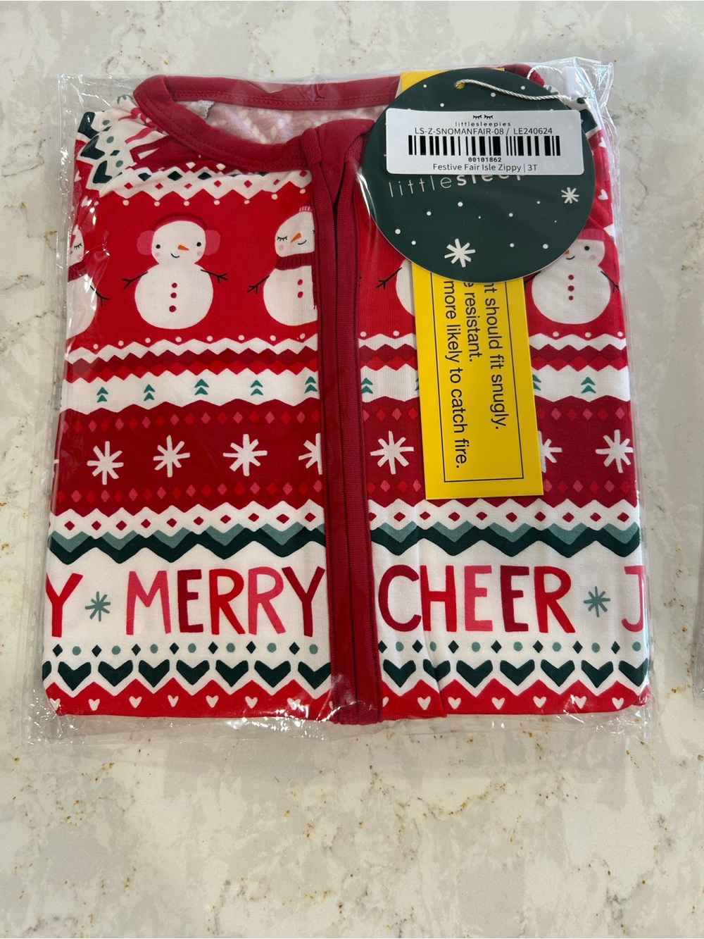 Little Sleepies Red Snowman Fair Isle Holiday Zippy Pajamas